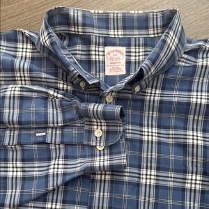 Brooks Brothers XXL Madison Navy and White Plaid Button Down Shirt